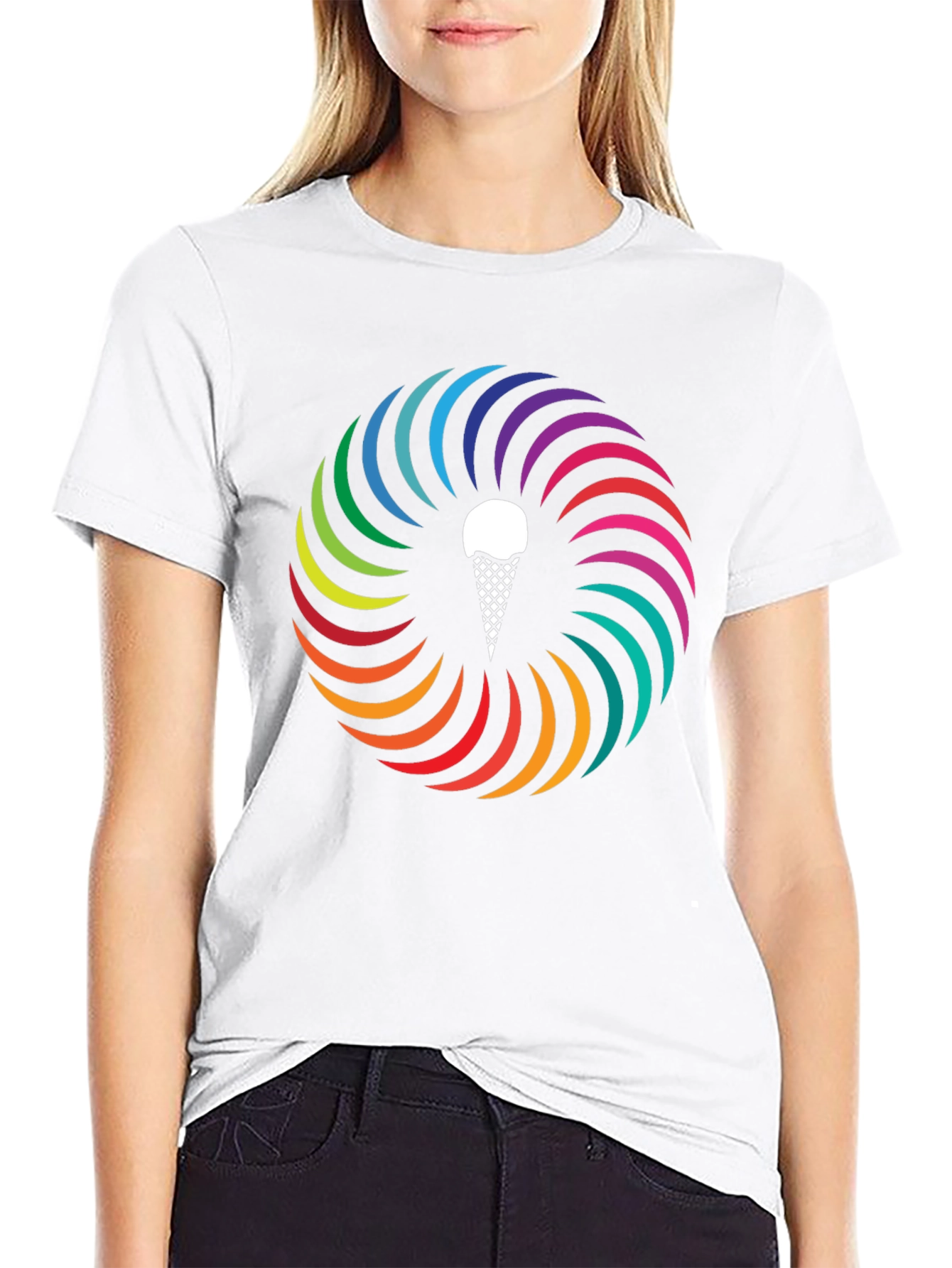 Rainbow Ice Cream Cone Graphic Tee
