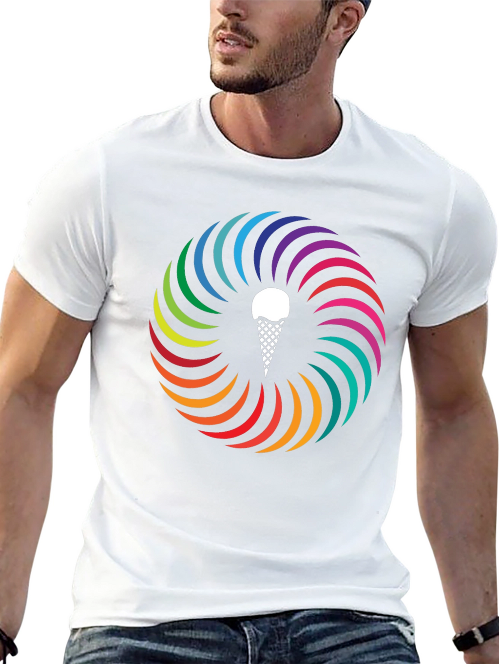 Rainbow Ice Cream Cone Graphic Tee