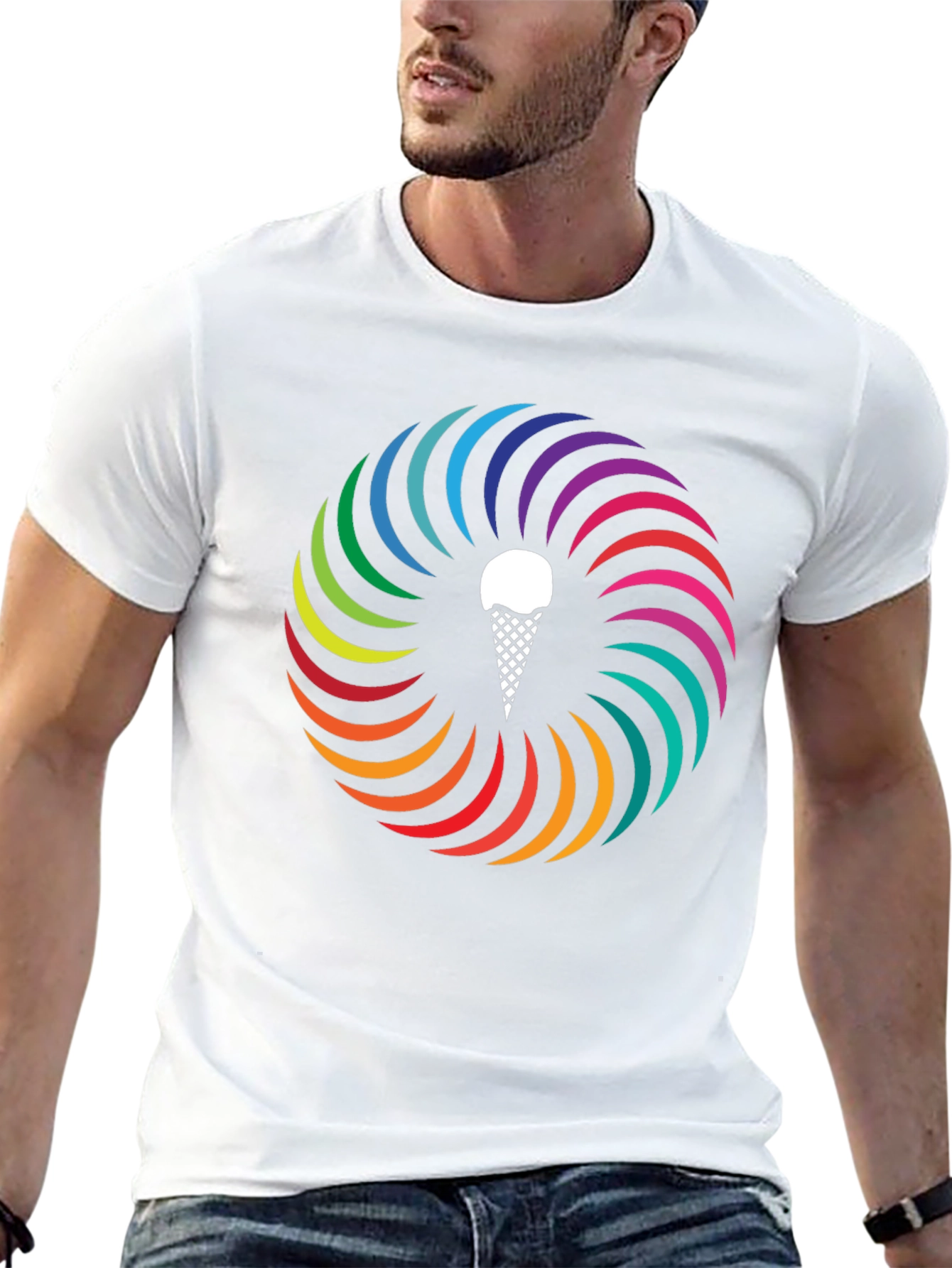 Rainbow Ice Cream Cone Graphic Tee