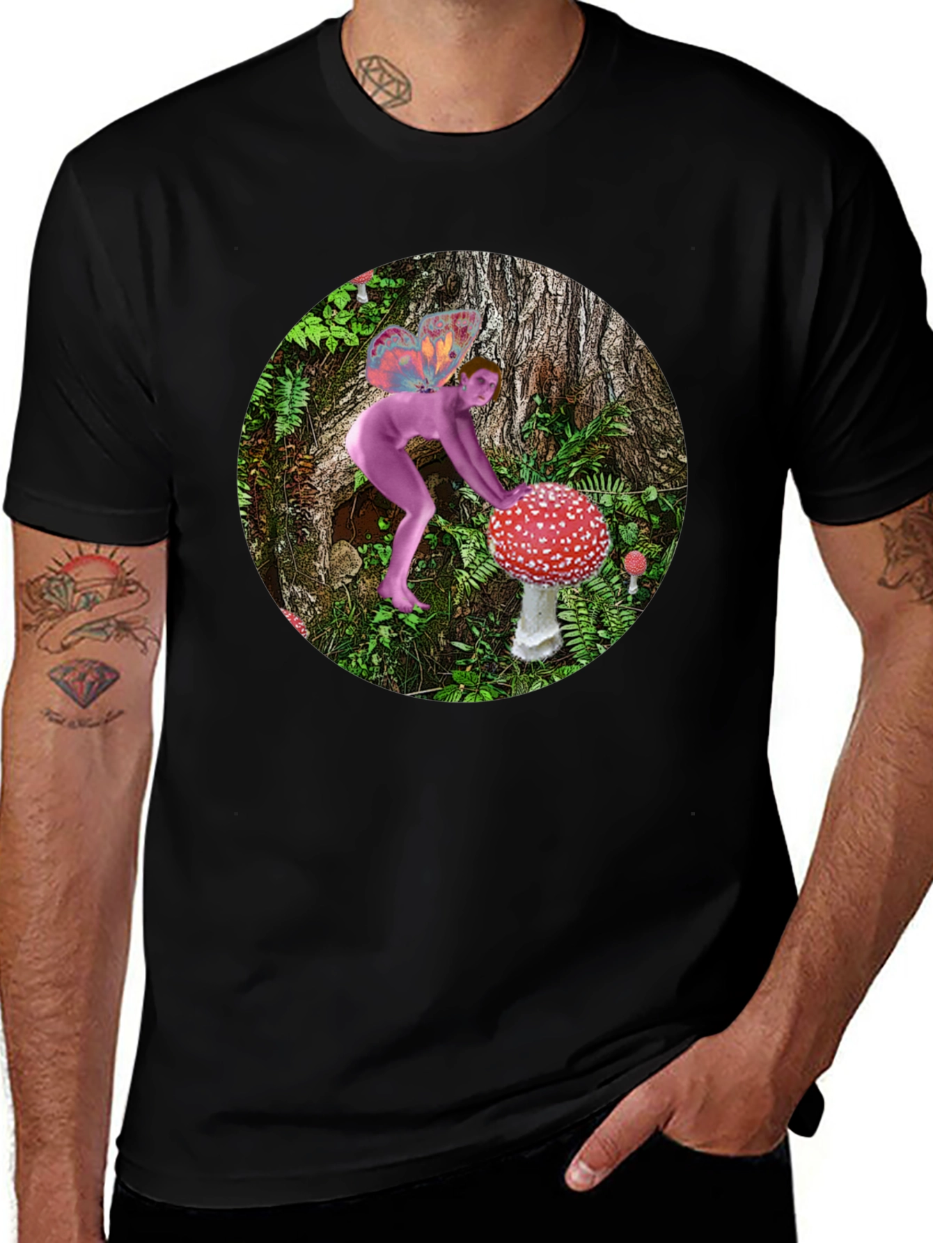 Mushroom Fairy Black T-Shirt