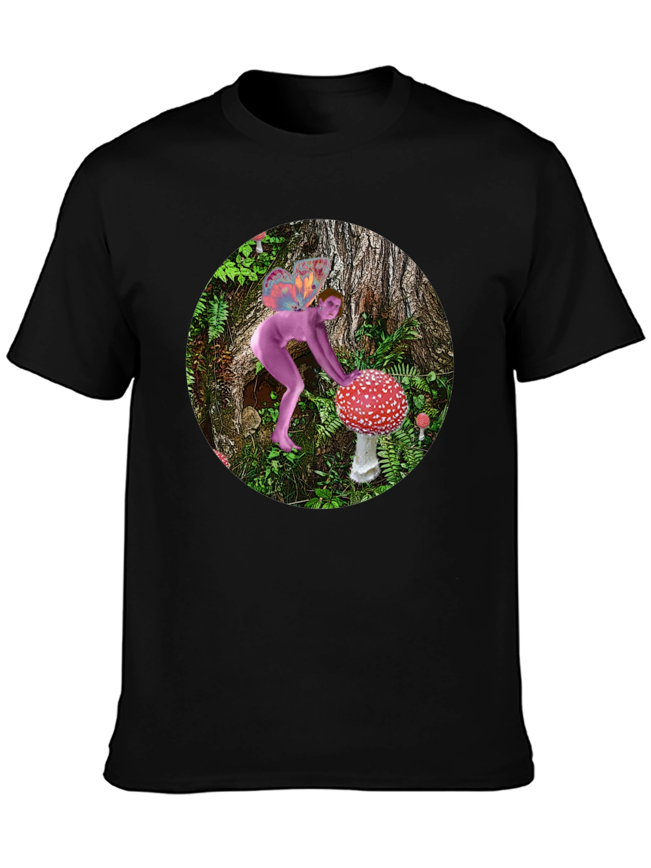Mushroom Fairy Black T-Shirt