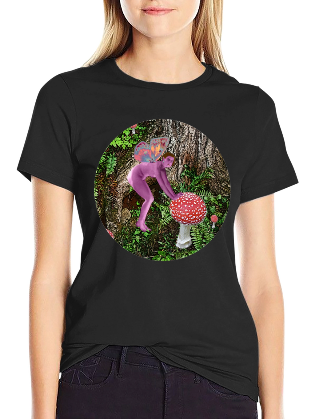 Mushroom Fairy Black T-Shirt