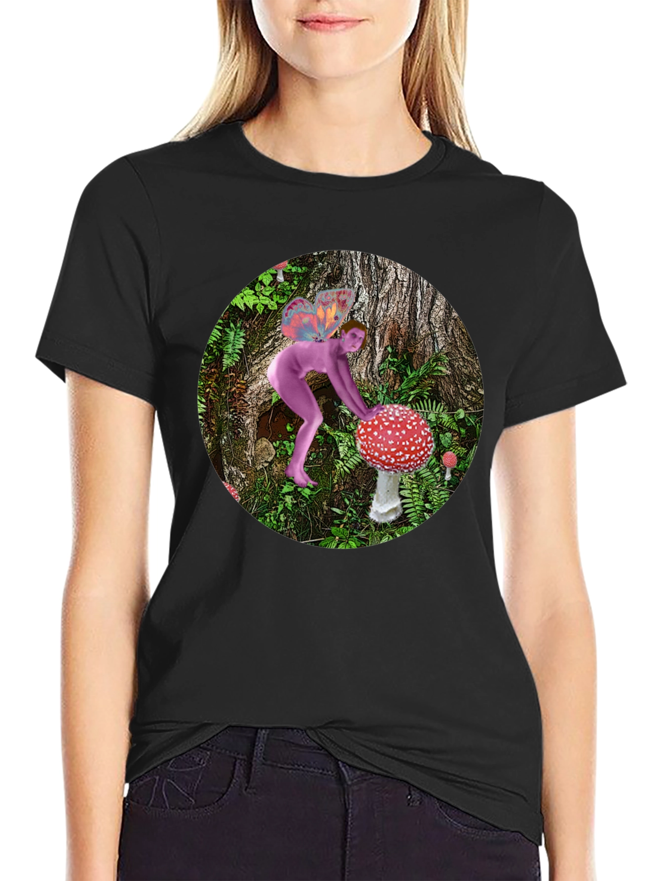 Mushroom Fairy Black T-Shirt