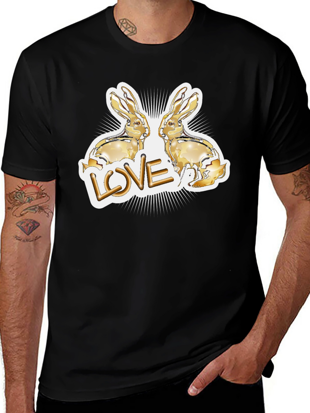 Love Bunny Graphic Tee - Black