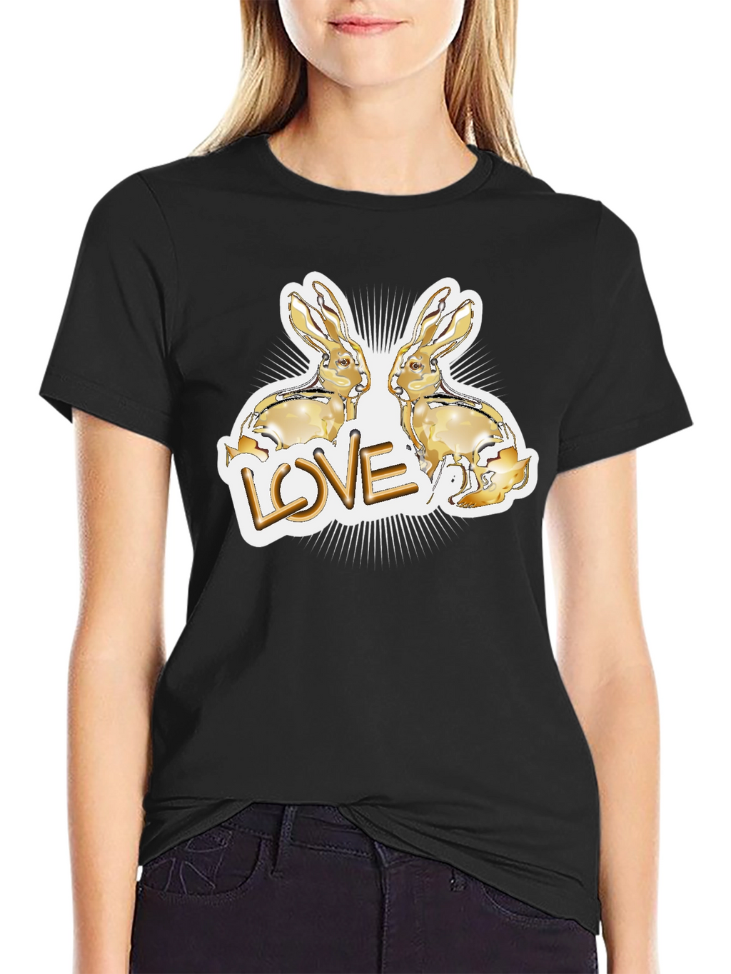 Love Bunny Graphic Tee - Black