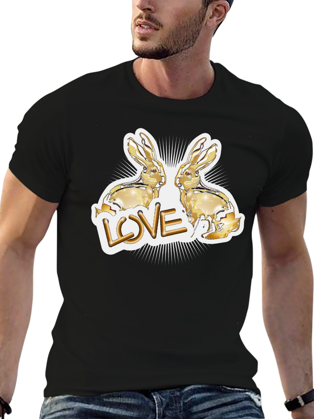 Love Bunny Graphic Tee - Black