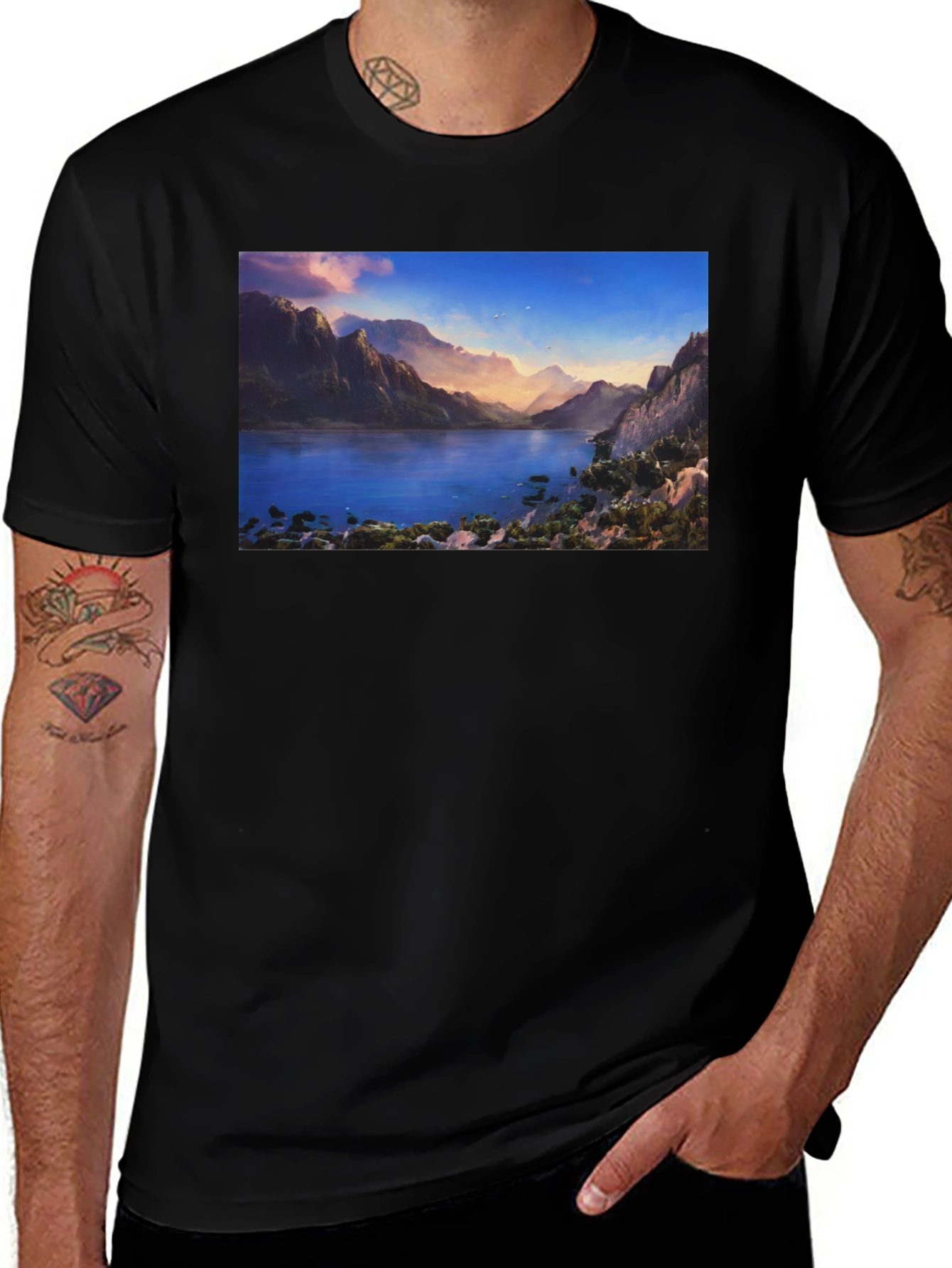 Lake View Graphic Tee - Mens Black T-Shirt