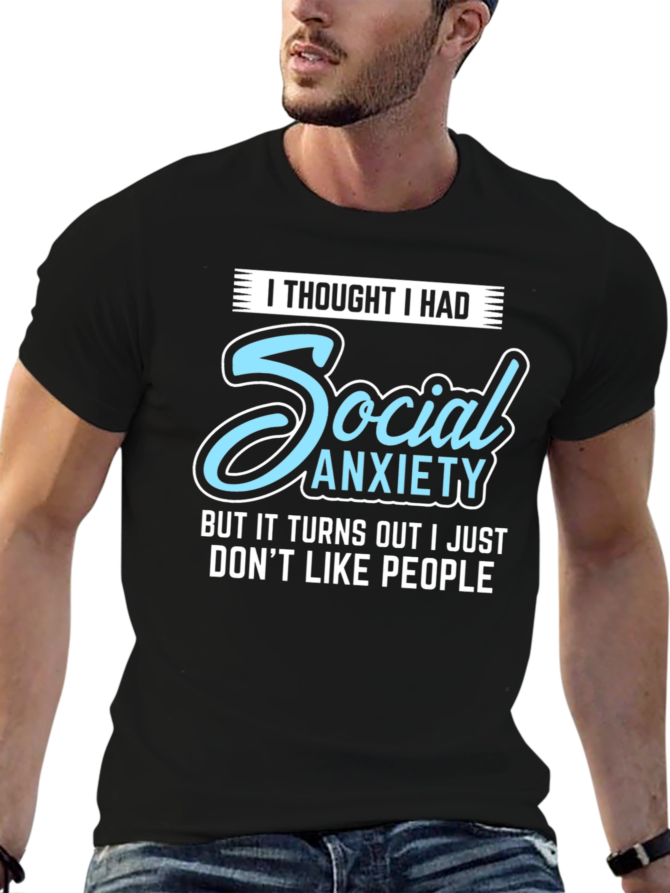 Social Anxiety Funny Graphic T-Shirt