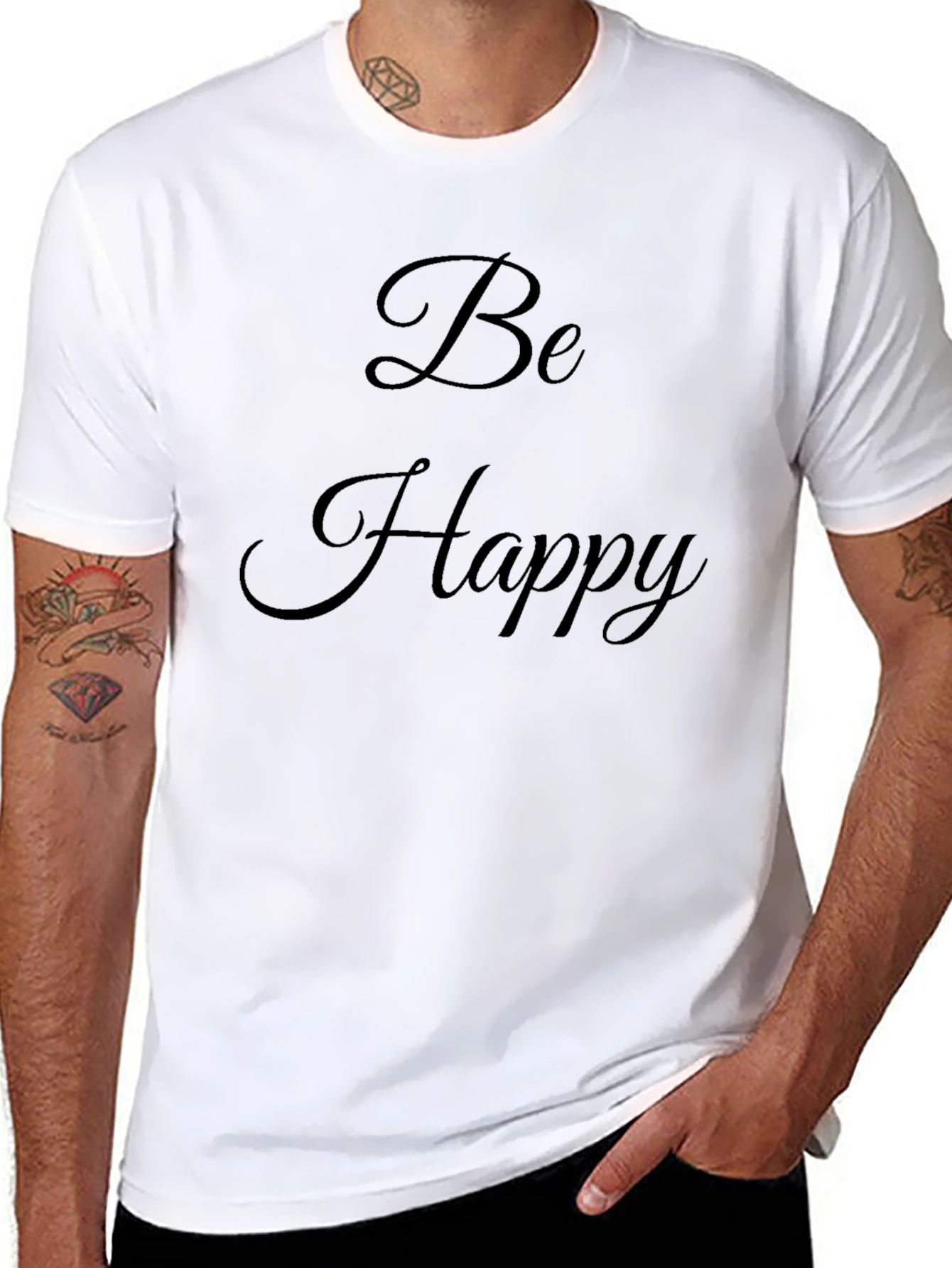 Be Happy Black T-Shirt - Positive Vibes