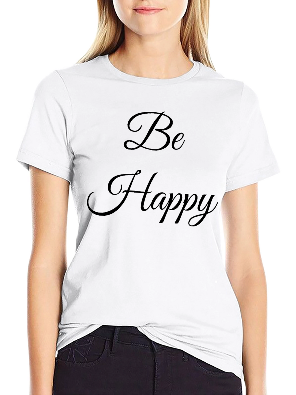 Be Happy Black T-Shirt - Positive Vibes