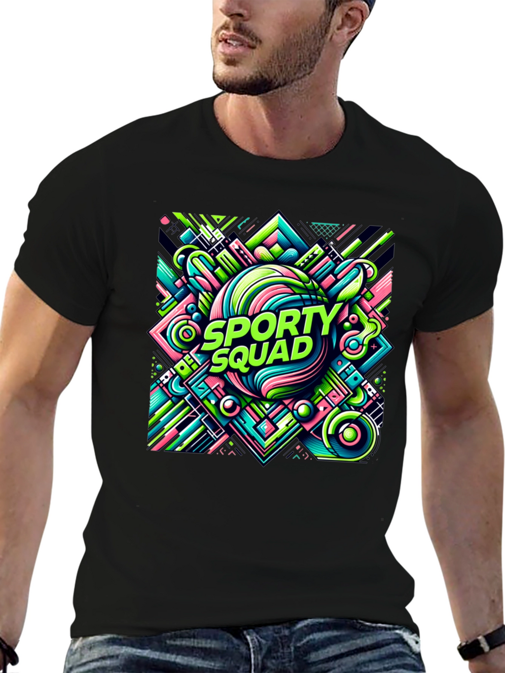 Sporty Squad Graphic Tee - Black