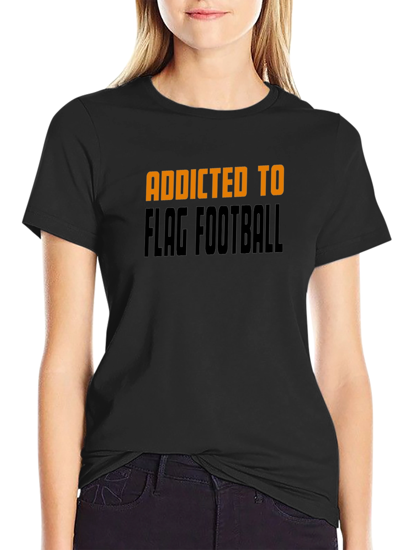 Addicted to Flag Football Black T-Shirt