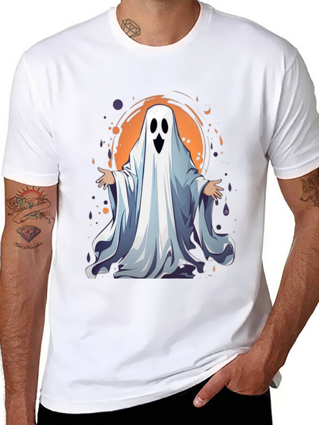 Spooky Ghost Graphic Tee - Halloween Apparel