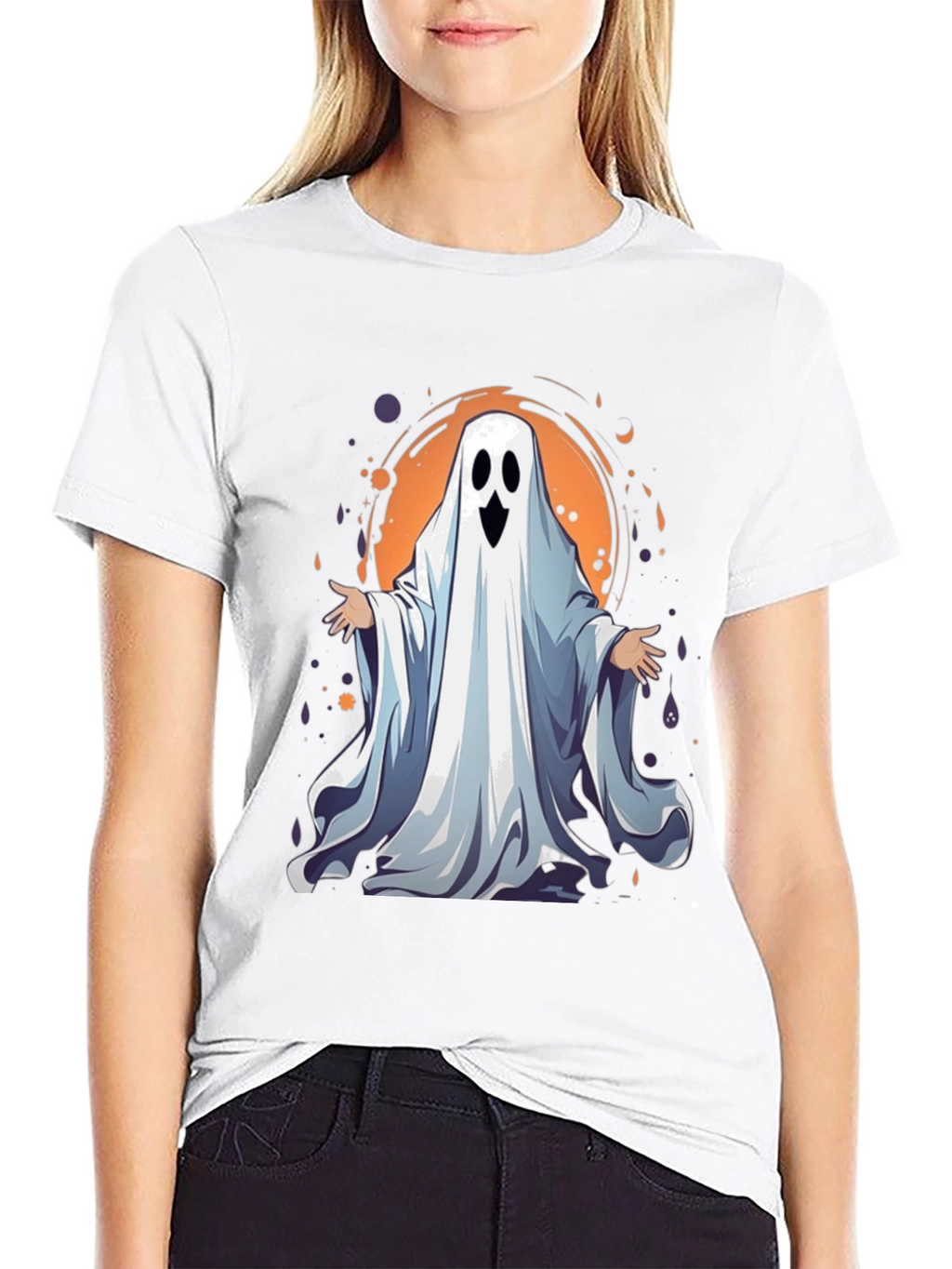 Spooky Ghost Graphic Tee - Halloween Apparel