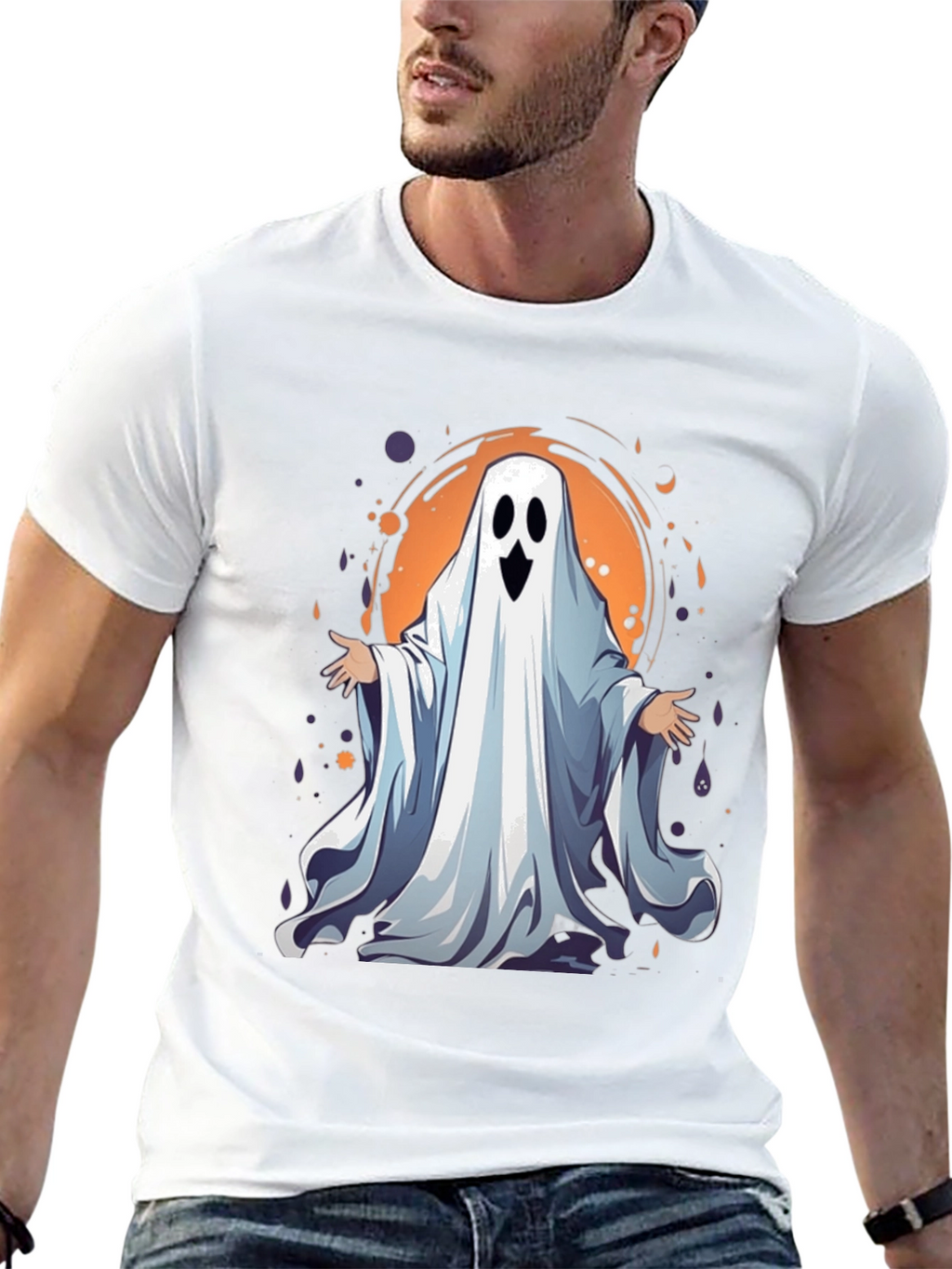 Spooky Ghost Graphic Tee - Halloween Apparel