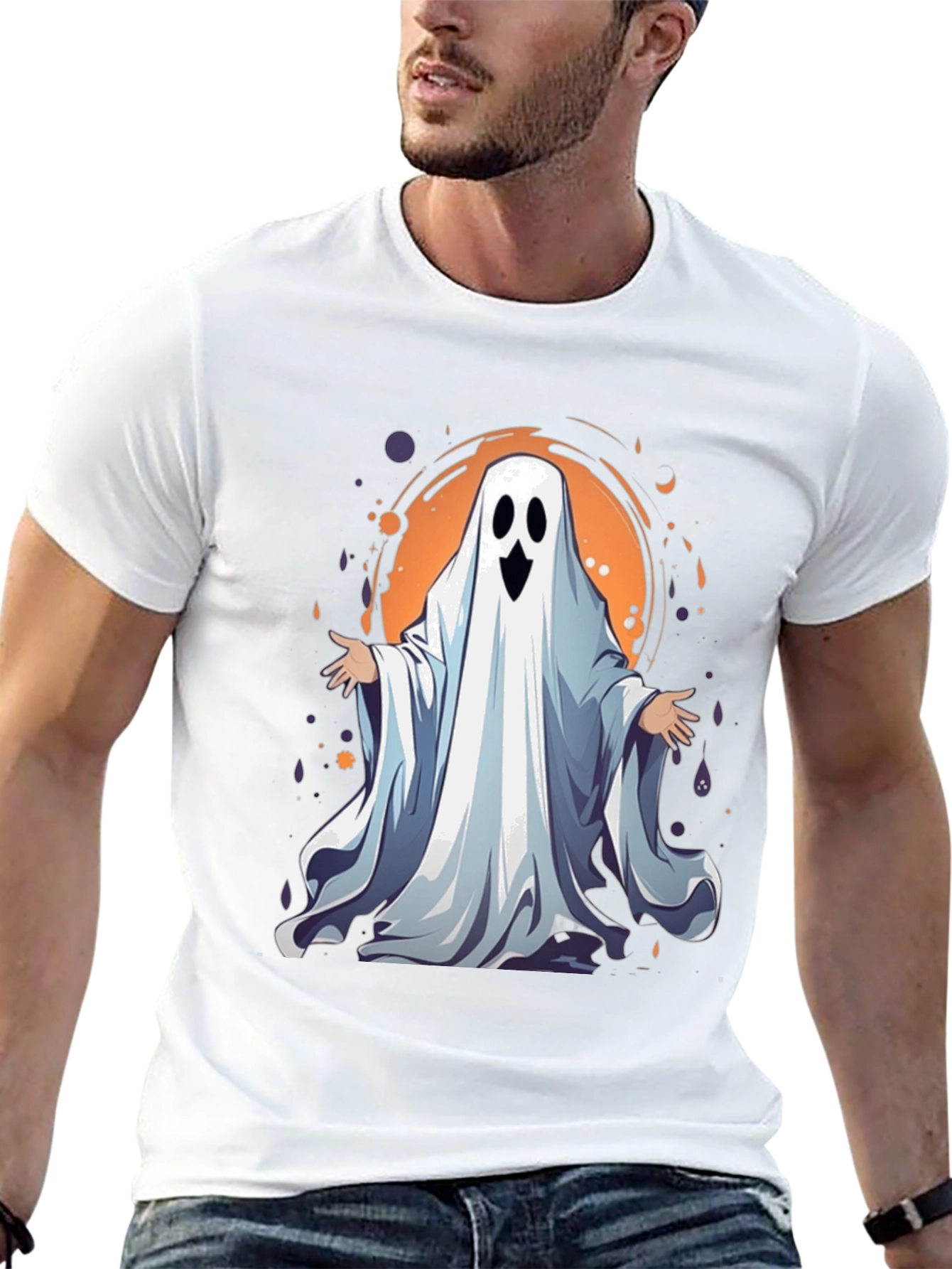 Spooky Ghost Graphic Tee - Halloween Apparel