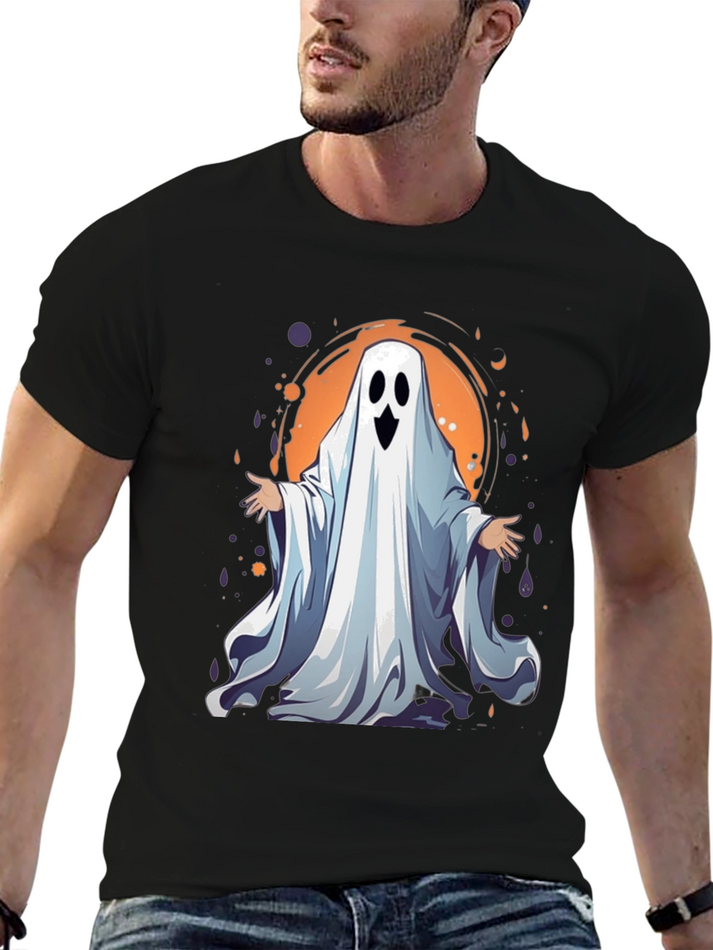Spooky Ghost Graphic Tee - Halloween Apparel