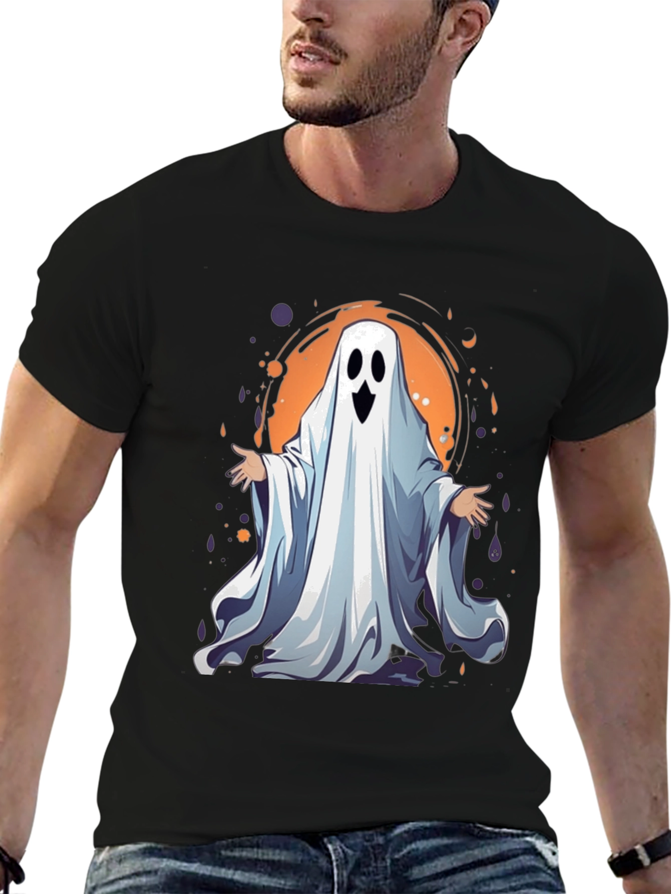 Spooky Ghost Graphic Tee - Halloween Apparel