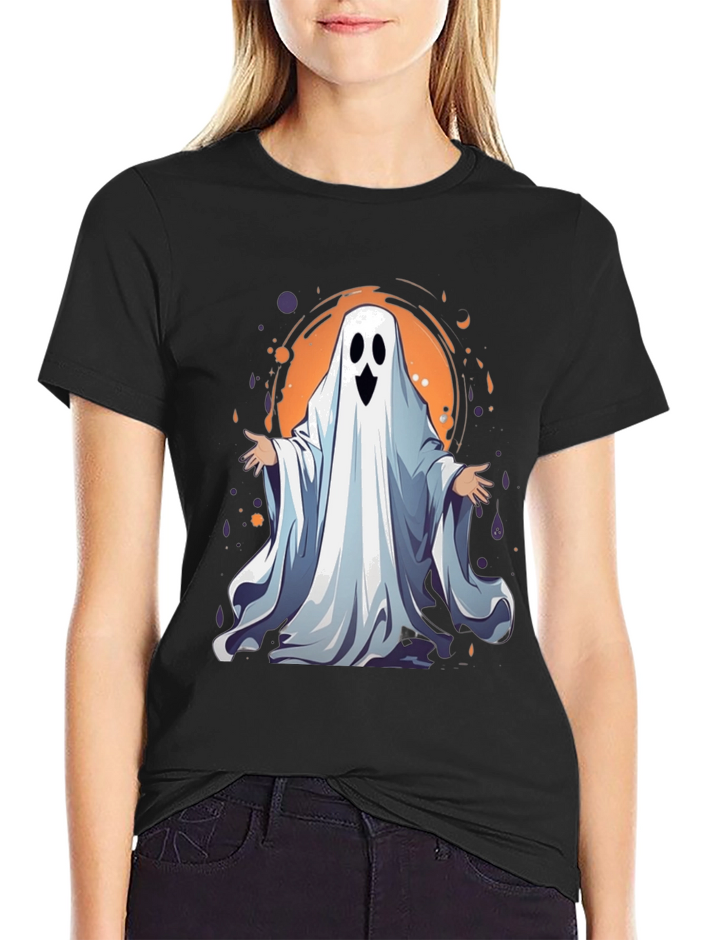 Spooky Ghost Graphic Tee - Halloween Apparel
