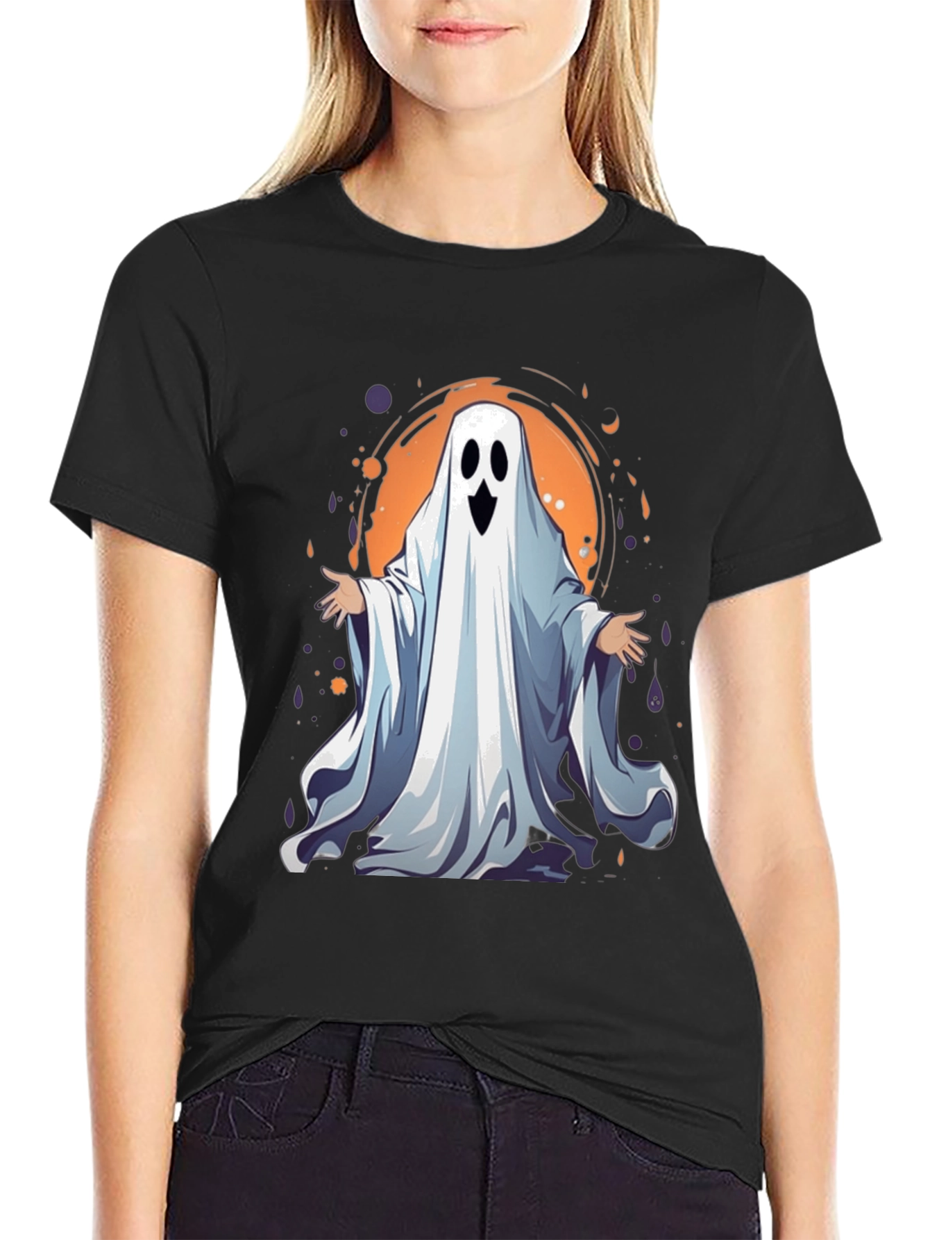 Spooky Ghost Graphic Tee - Halloween Apparel