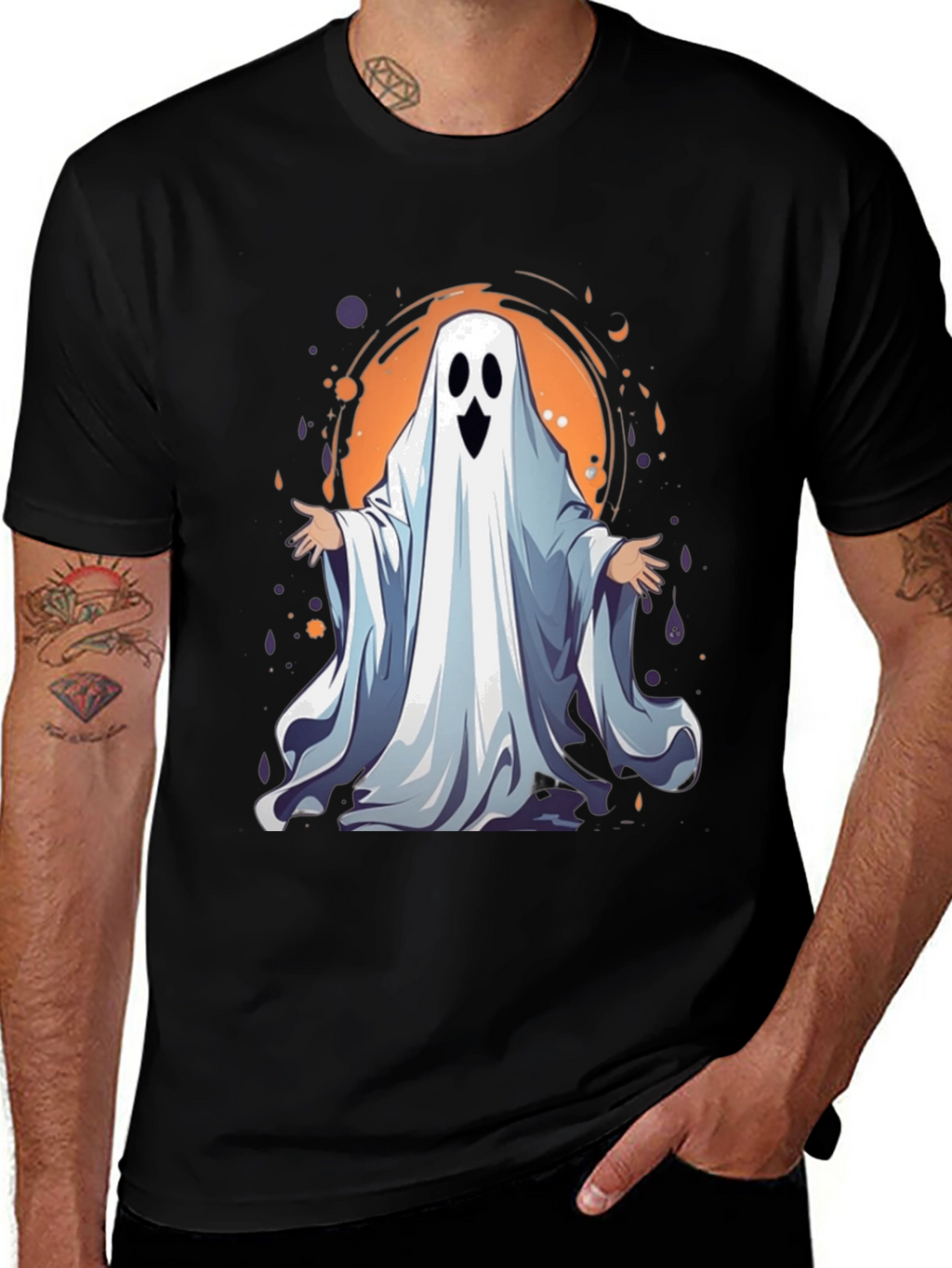 Spooky Ghost Graphic Tee - Halloween Apparel