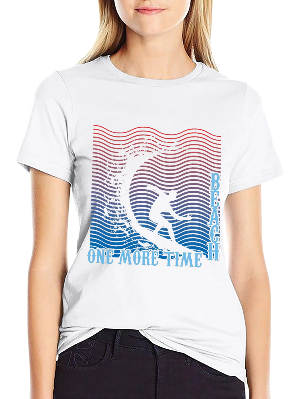 Beach One More Time Surfing Black T-Shirt