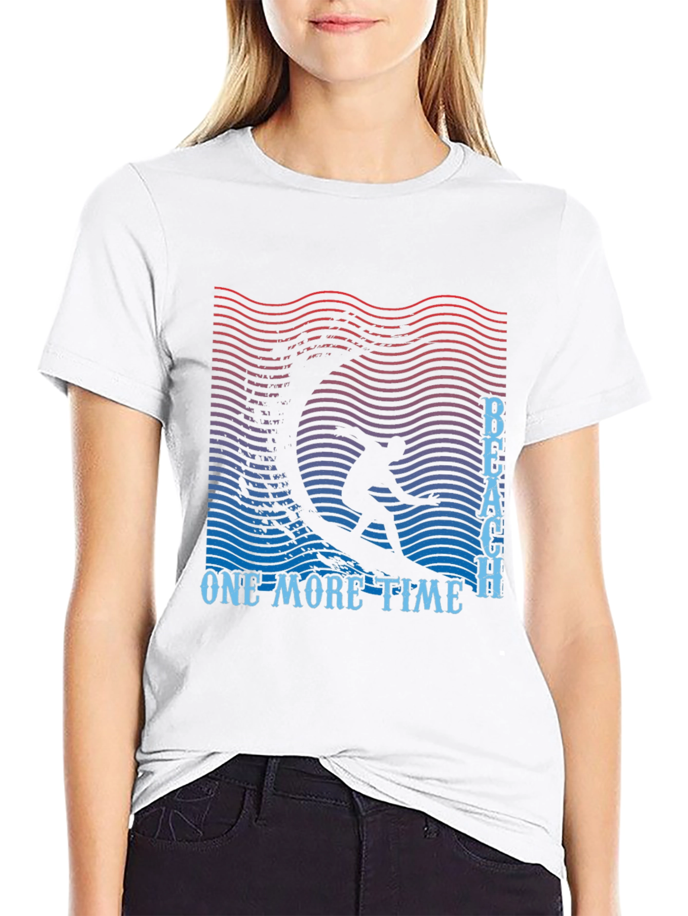 Beach One More Time Surfing Black T-Shirt