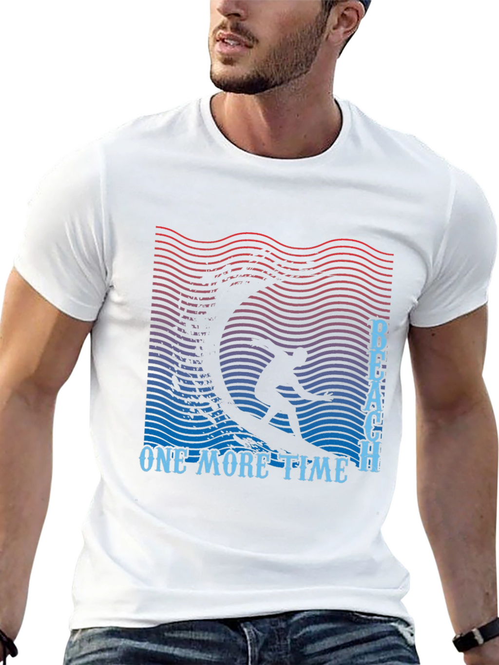 Beach One More Time Surfing Black T-Shirt
