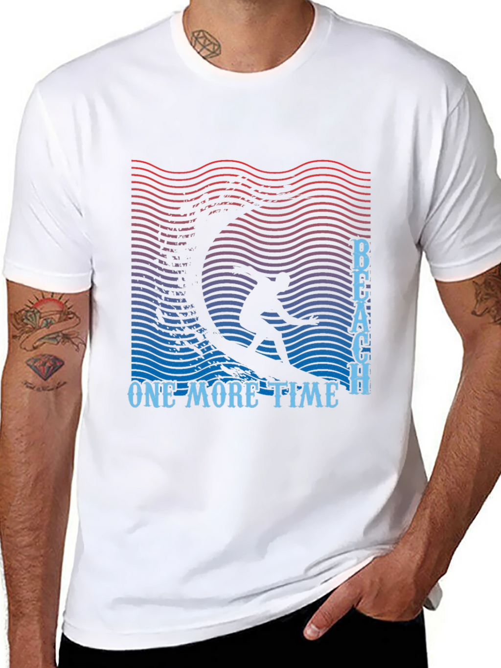 Beach One More Time Surfing Black T-Shirt