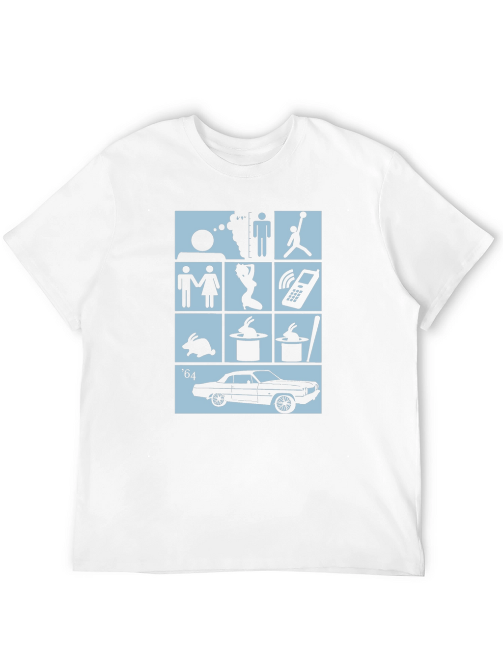 Black T-Shirt with Pop Culture Icon Grid Design