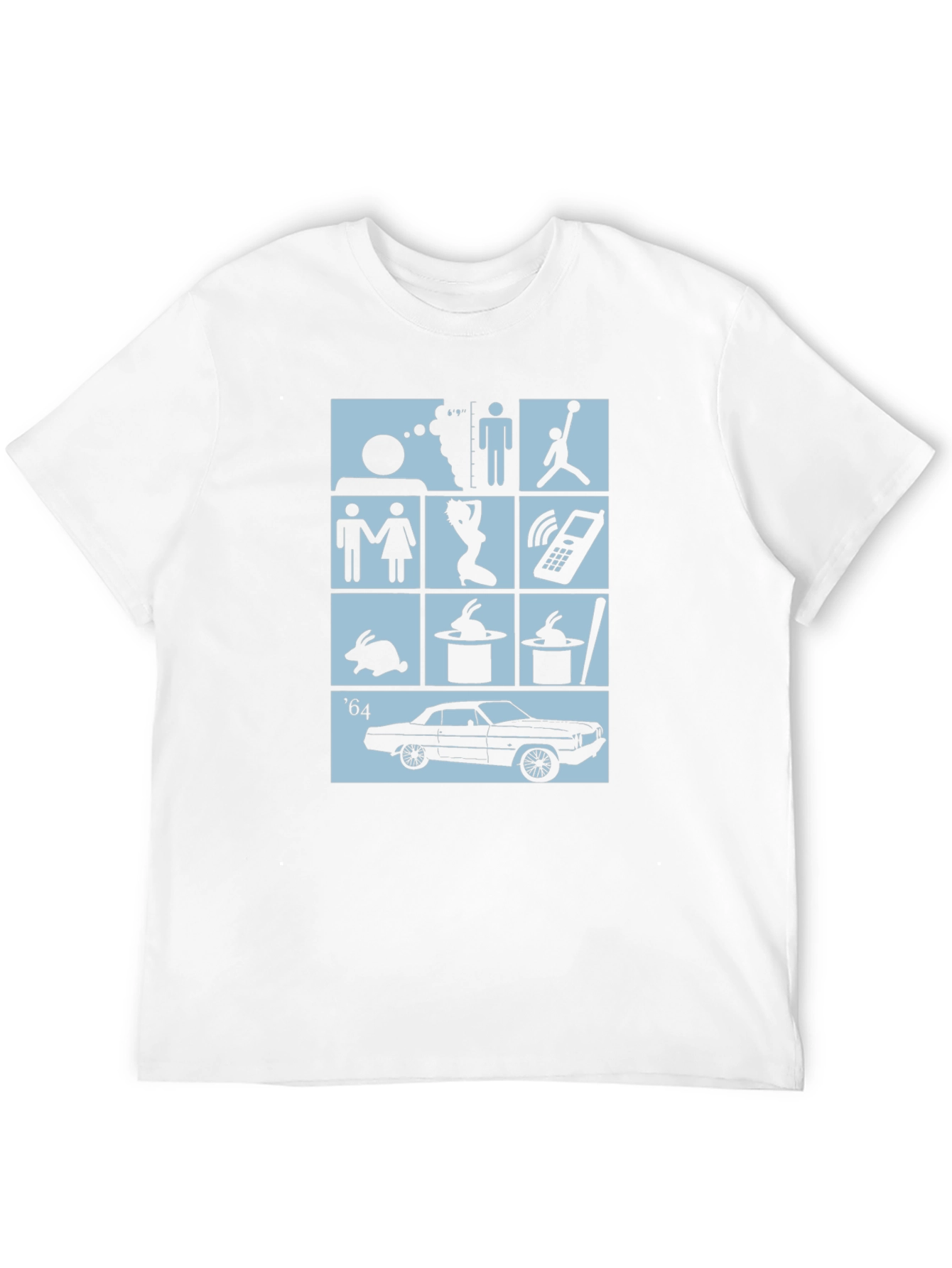 Black T-Shirt with Pop Culture Icon Grid Design
