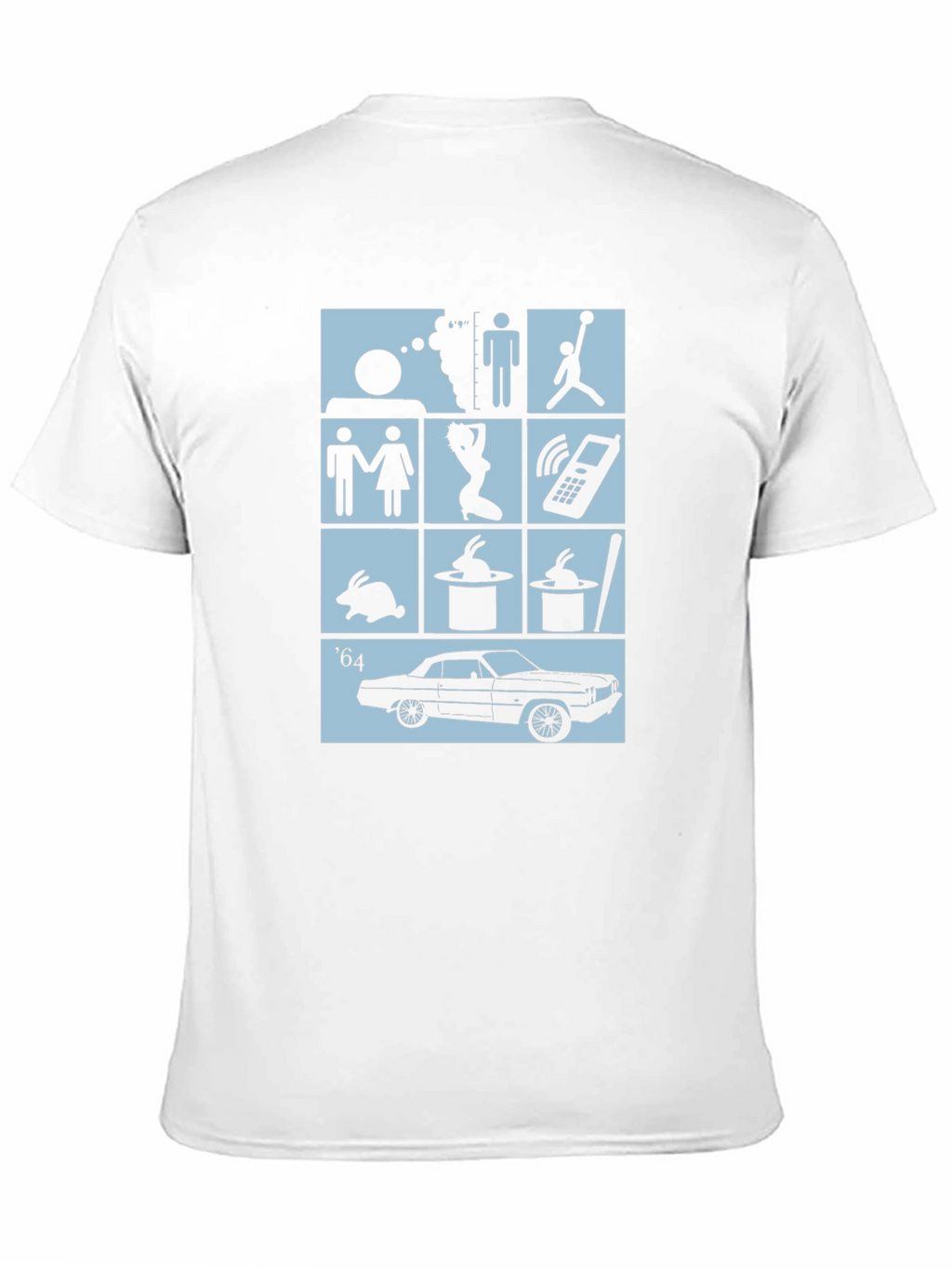 Black T-Shirt with Pop Culture Icon Grid Design