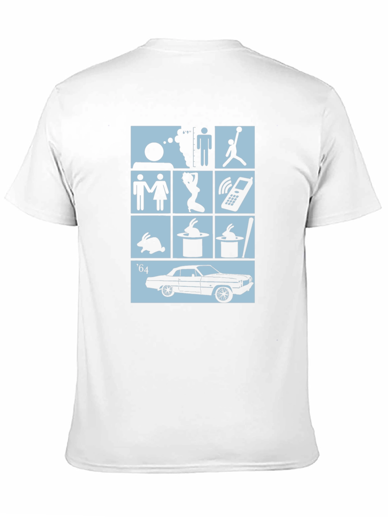 Black T-Shirt with Pop Culture Icon Grid Design