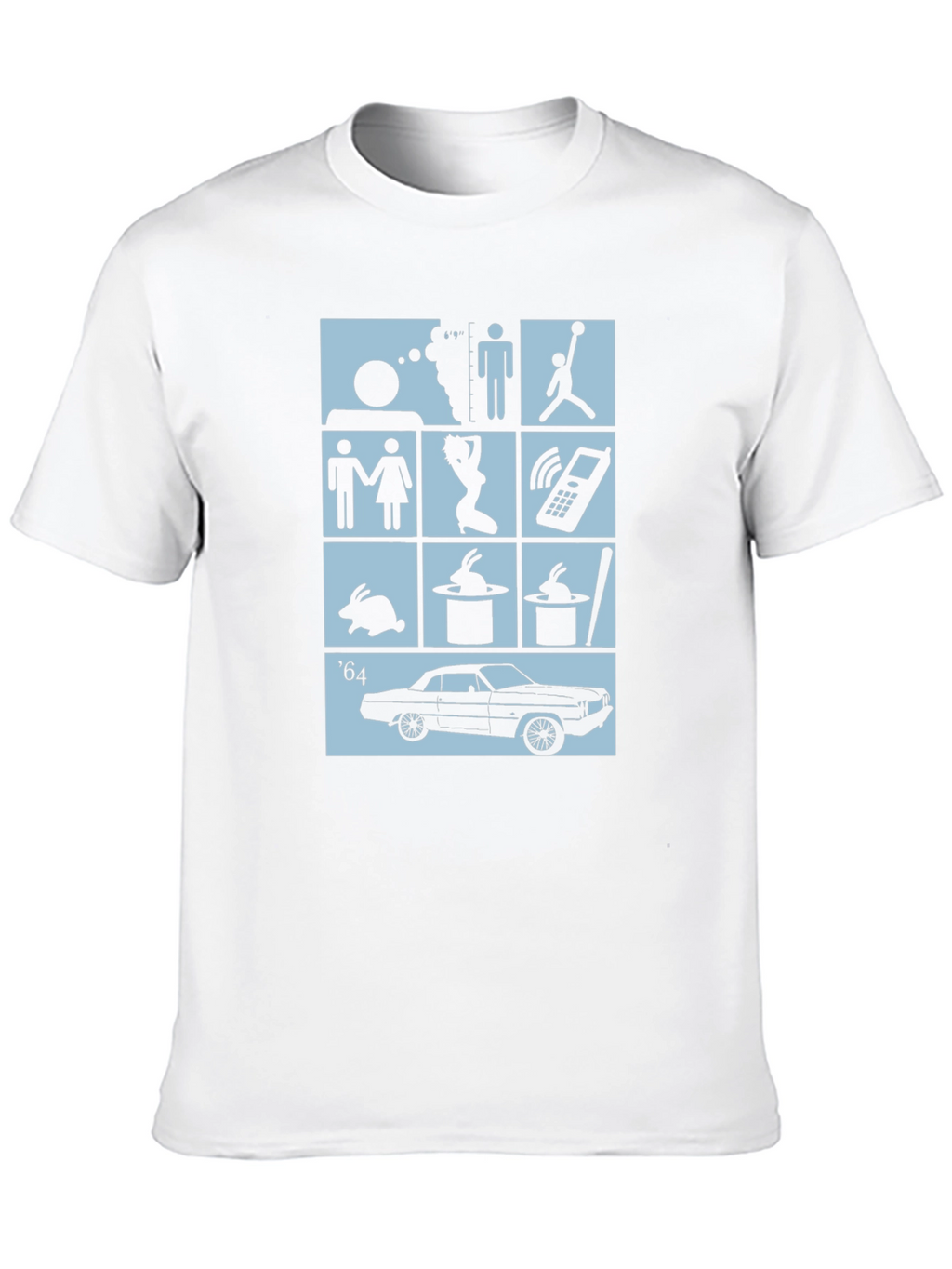 Black T-Shirt with Pop Culture Icon Grid Design