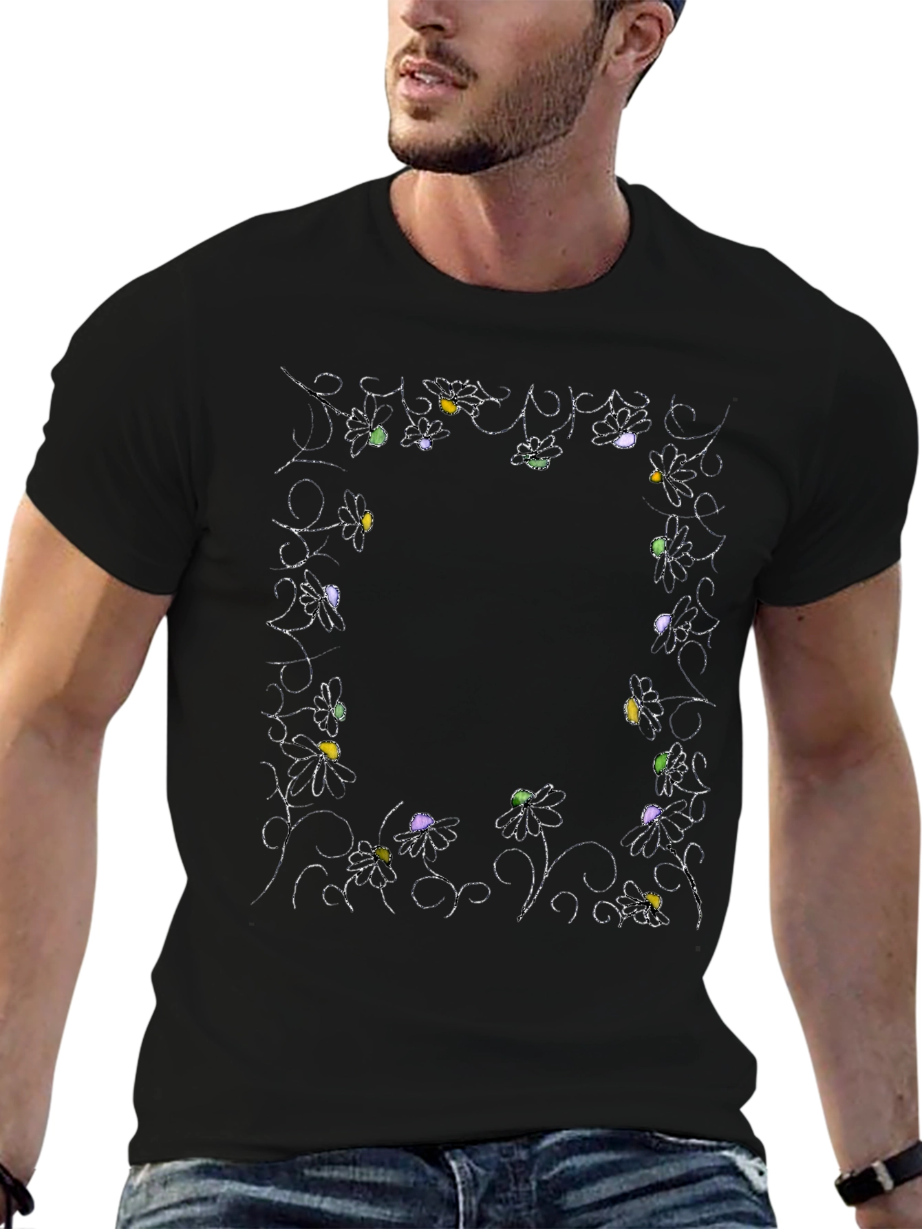 Floral Frame Graphic Print T-Shirt