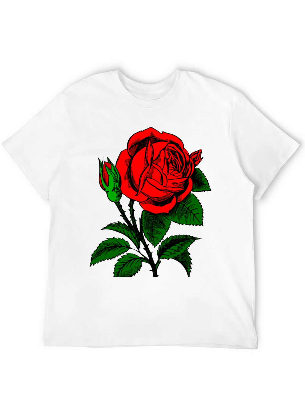 Rose Graphic Tee - Black Cotton T-Shirt
