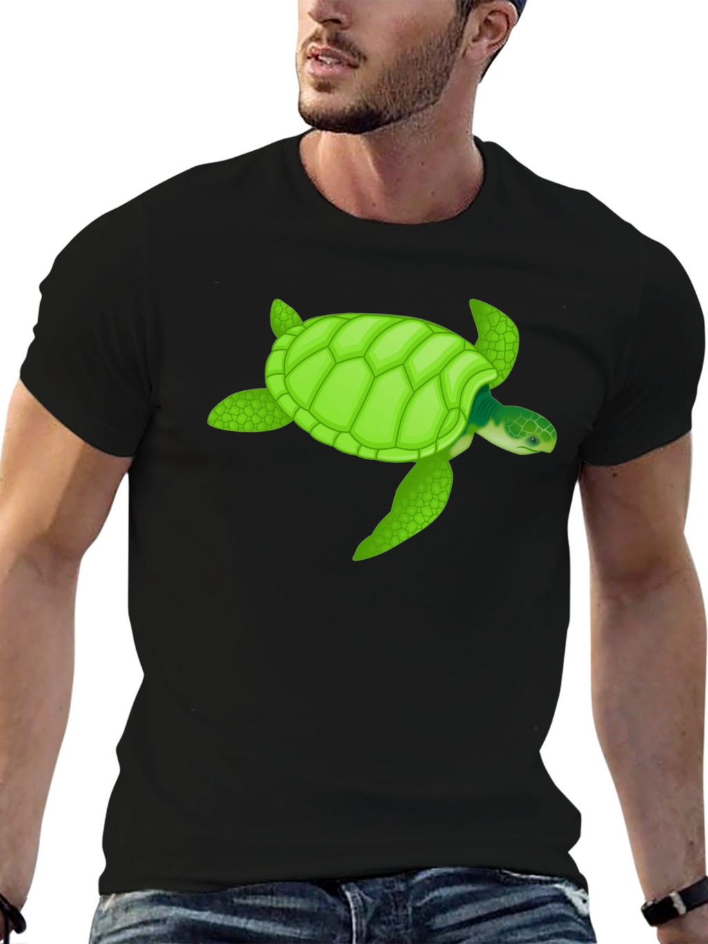 Sea Turtle Graphic T-Shirt - Black Cotton Tee