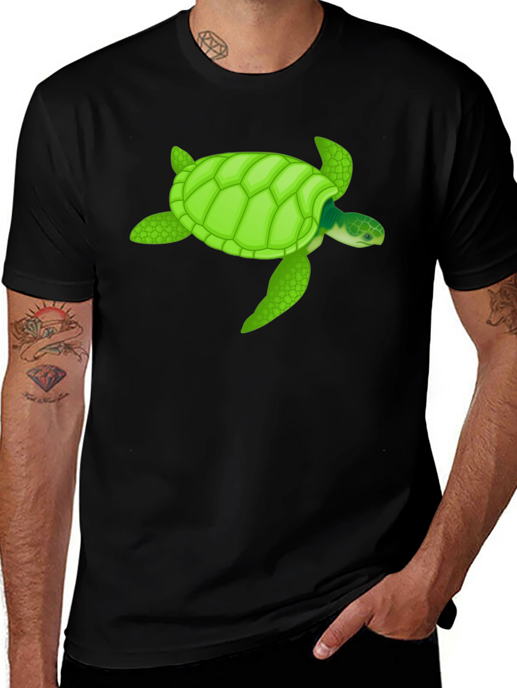 Sea Turtle Graphic T-Shirt - Black Cotton Tee