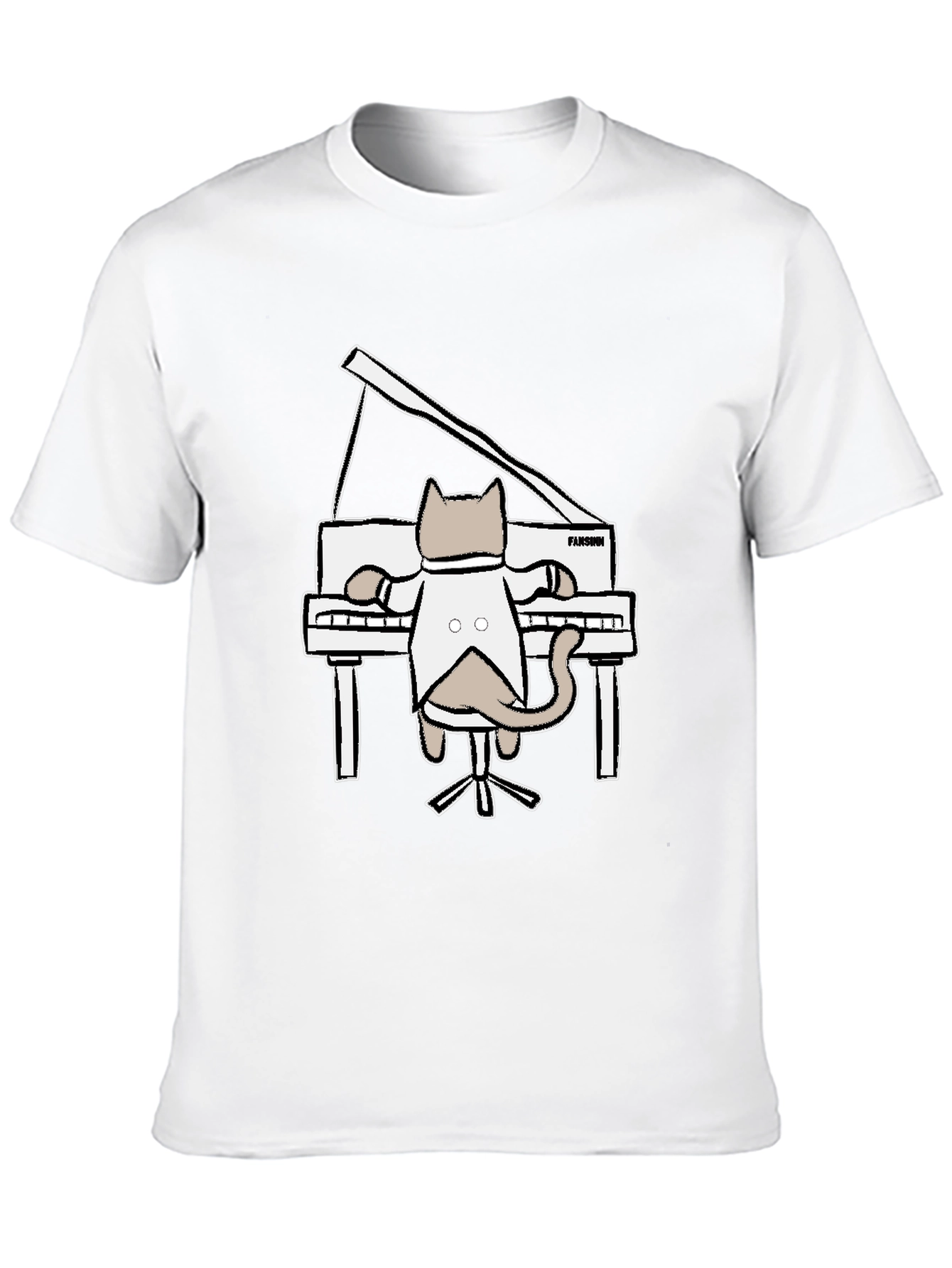 Cat Playing Piano Graphic T-Shirt