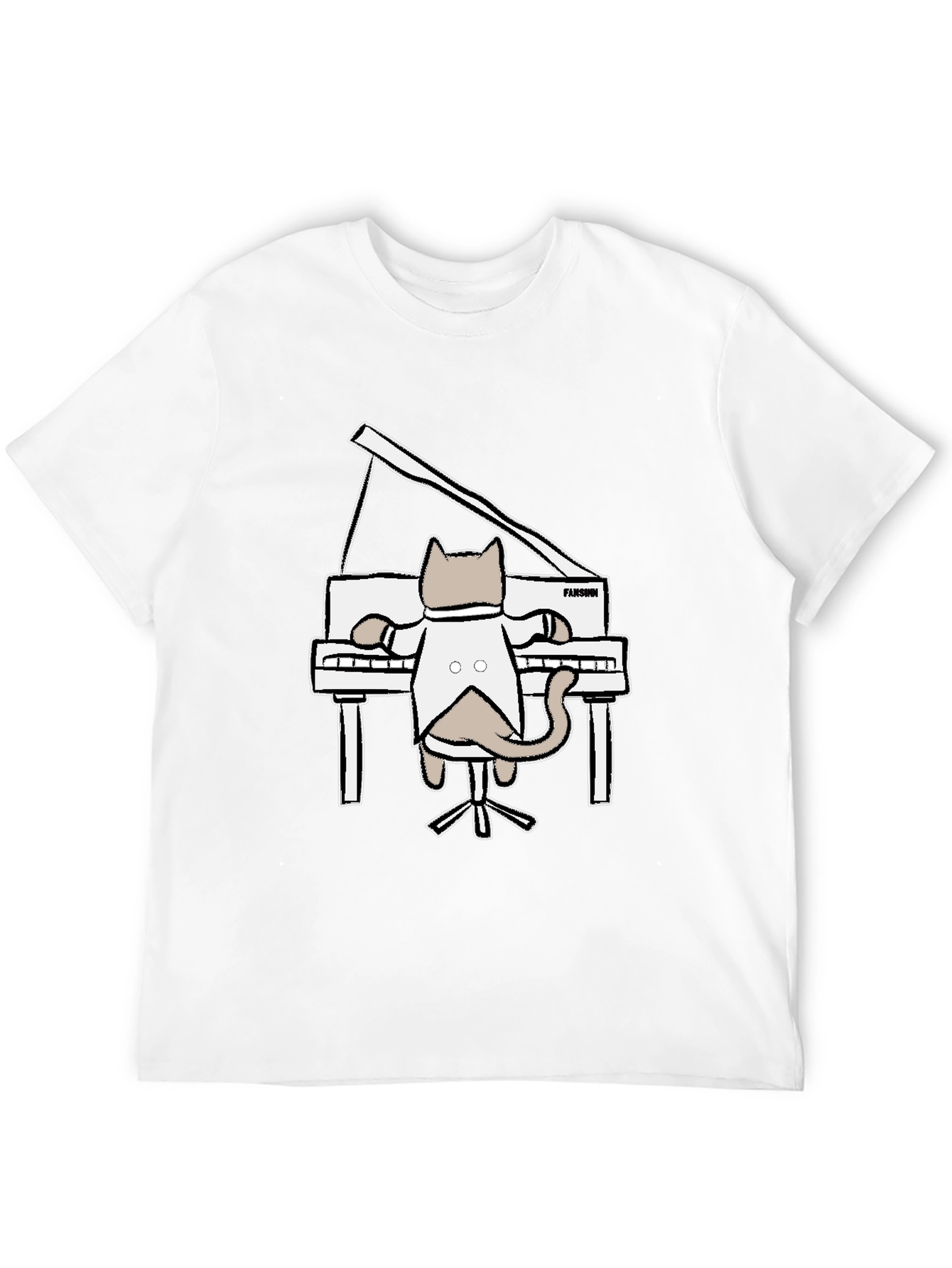 Cat Playing Piano Graphic T-Shirt