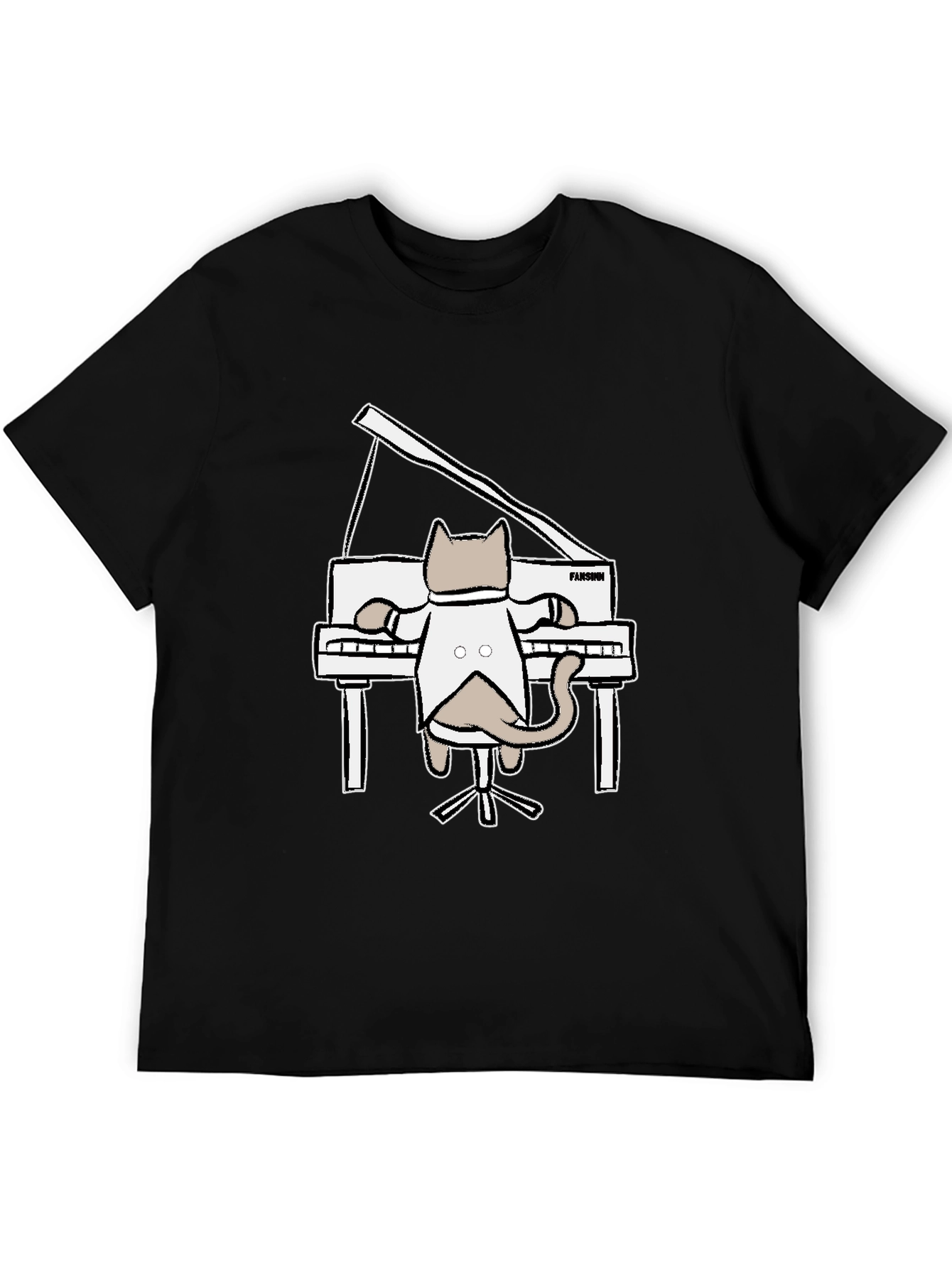 Cat Playing Piano Graphic T-Shirt