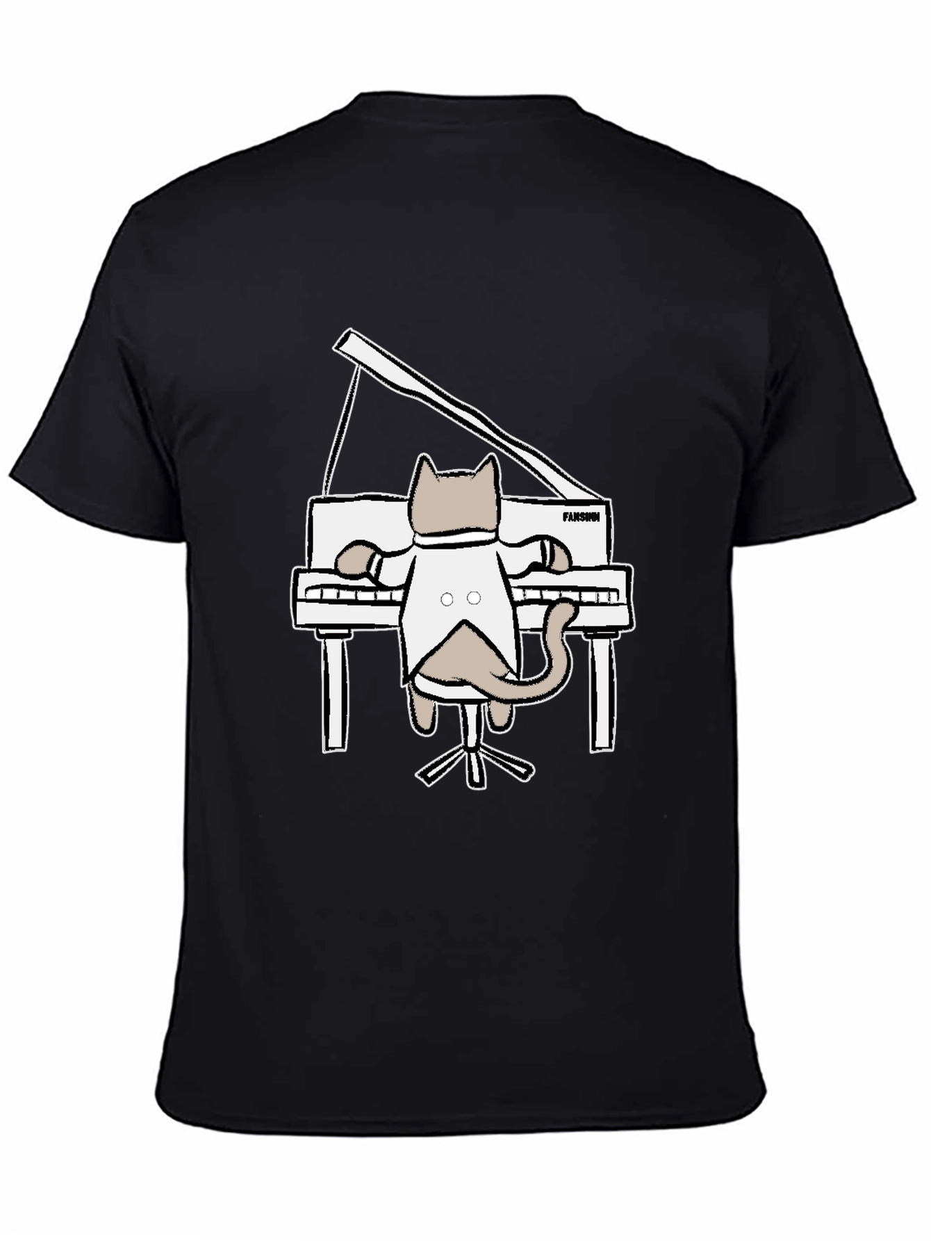 Cat Playing Piano Graphic T-Shirt