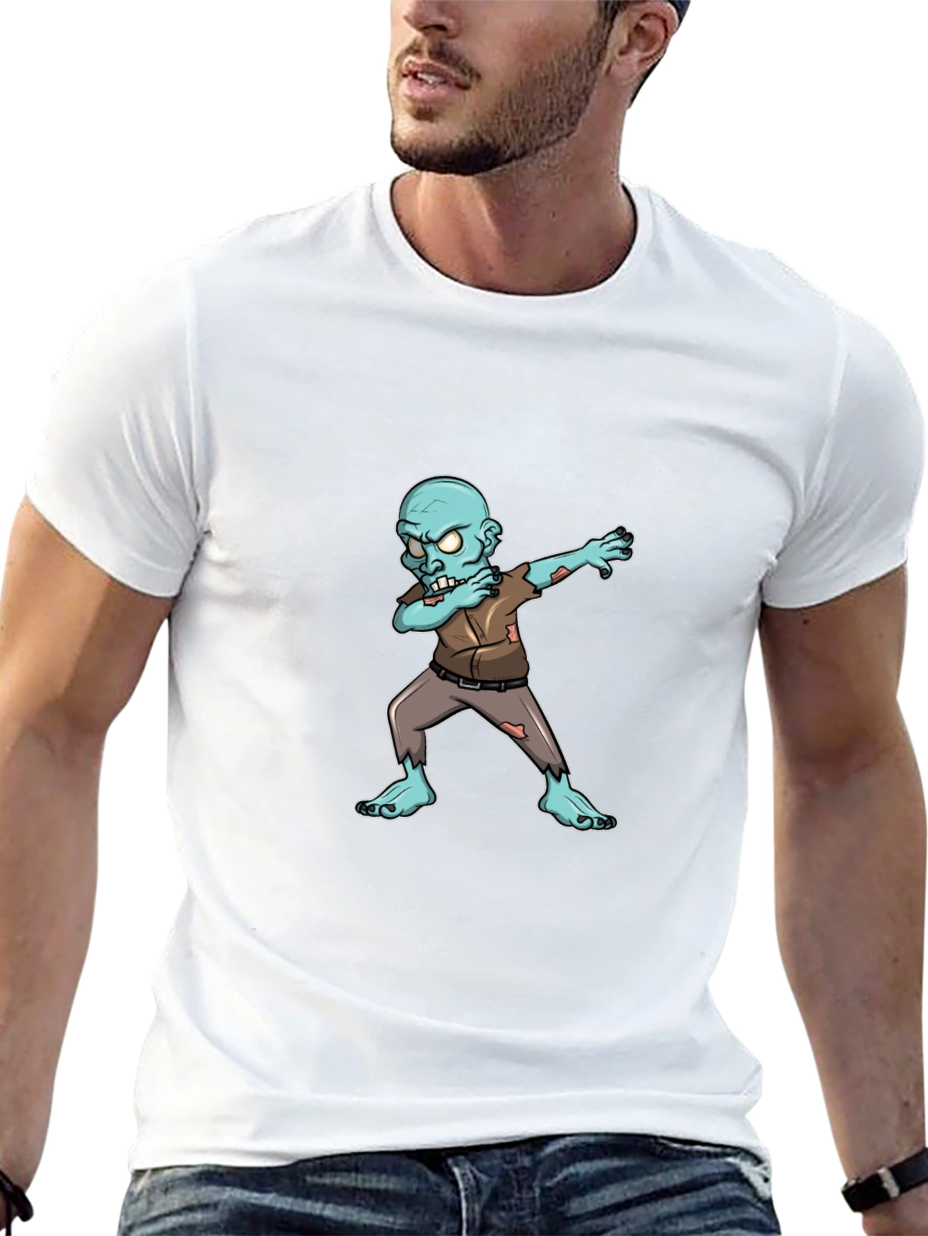 Dabbing Zombie Graphic Tee - Black Cotton T-Shirt