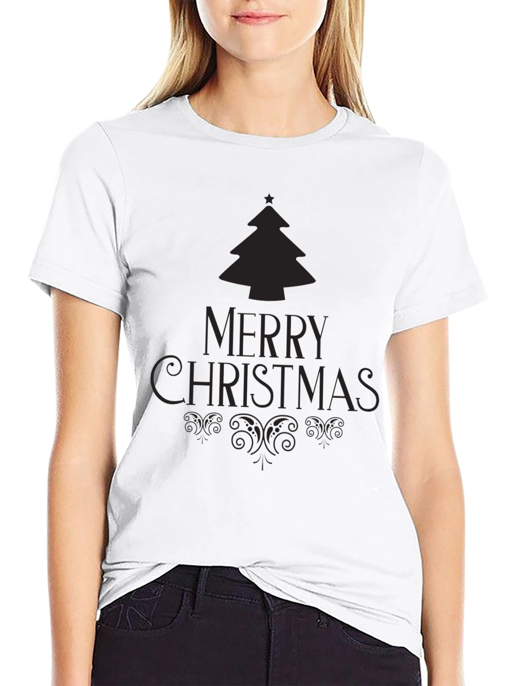 Festive Merry Christmas Tree Graphic Tee