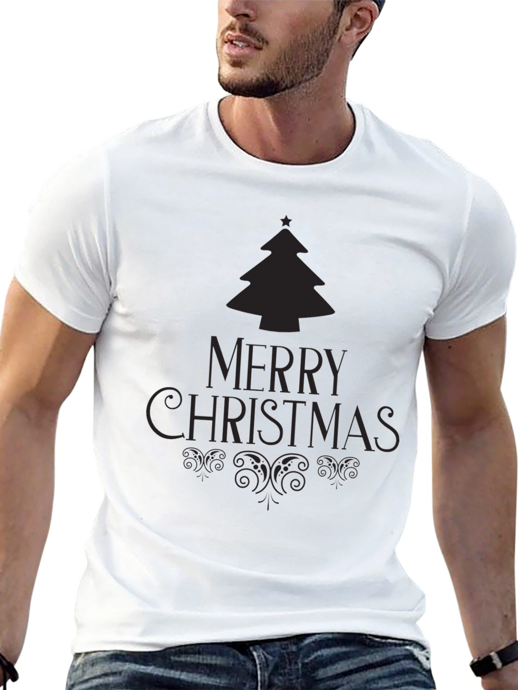 Festive Merry Christmas Tree Graphic Tee