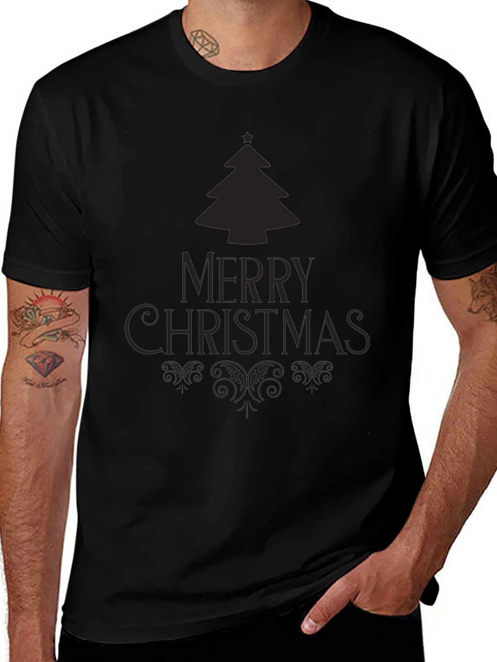 Festive Merry Christmas Tree Graphic Tee