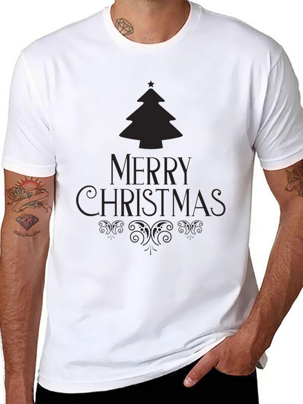 Festive Merry Christmas Tree Graphic Tee