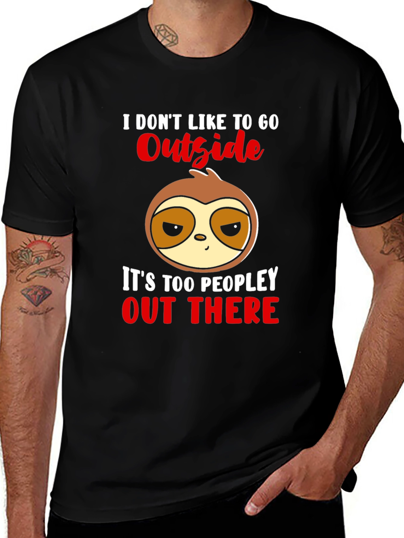 Introvert Sloth Tee - I Dont Like to Go Outside