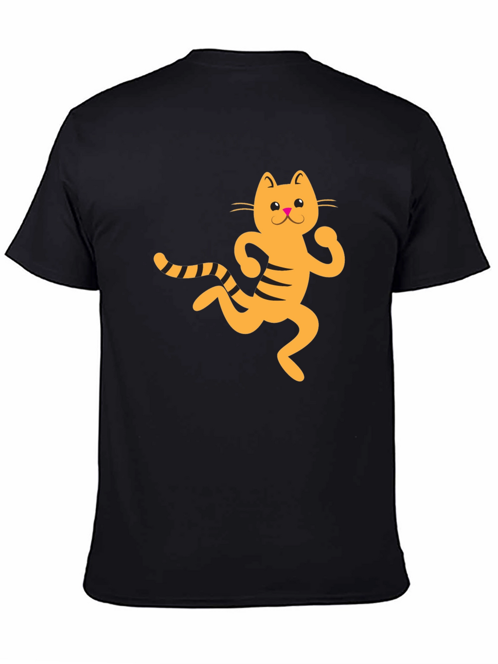 Funny Cat Graphic Tee - Black Cotton T-Shirt