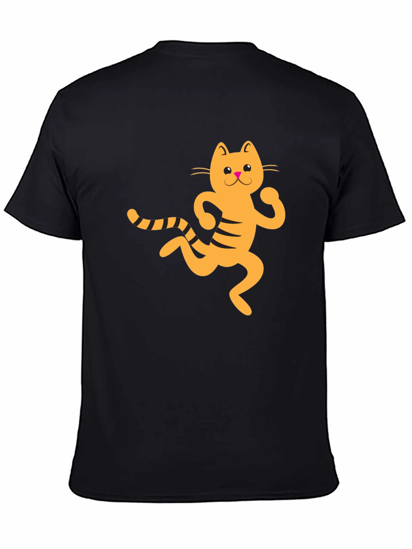 Funny Cat Graphic Tee - Black Cotton T-Shirt